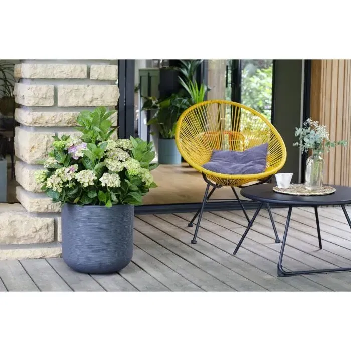 Eda - Bac à fleurs rond Graphit Up Ø 50 cm - 67 L - Gris anthracite (48,5 x 46,2 cm)