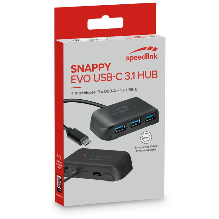 Speedlink SNAPPY EVO USB Hub 4 ports, USB-C vers 3x USB-A et 1x USB-C