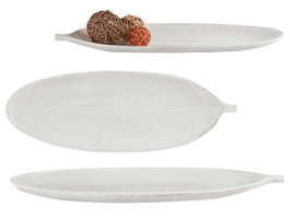 GIFTDECOR Bandeja de décoration en bois motif feuille blanc