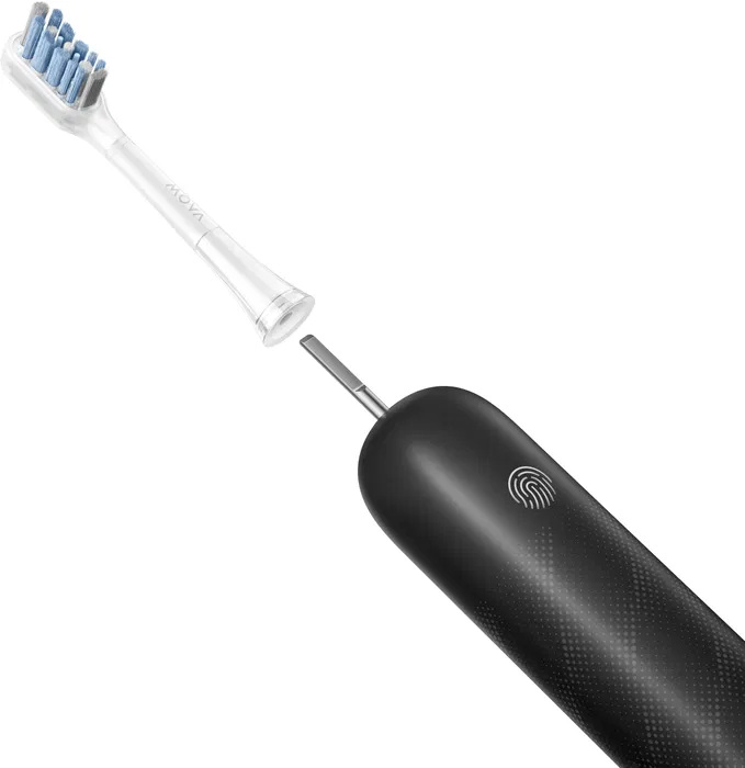 Mova - FRESH PRO - Brosse à dents électrique sonique oscillo-rotative à pulsations avec Bluetooth - Noir - Technologie 3DClean, 2 têtes, recharge sans fil, application
