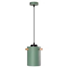 Dahlia Lampe Suspendue Métal et Bois, Design Moderne, Câble Réglable en Hauteur, Aluminium [SKD-P1011-S]