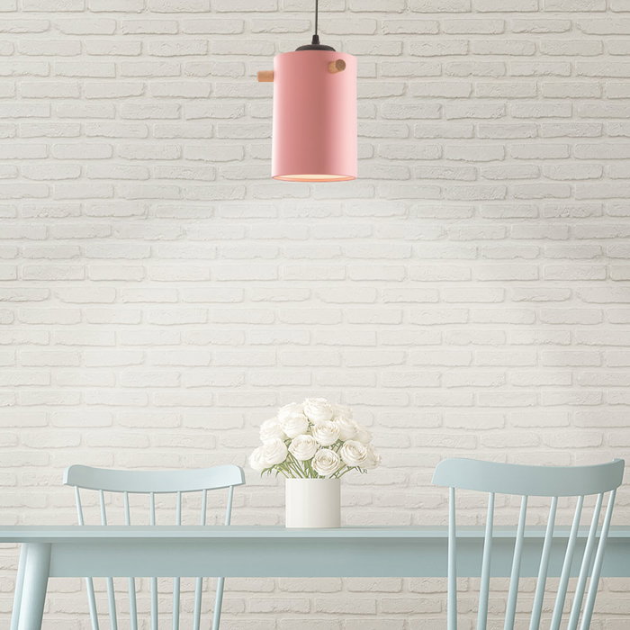 Dahlia Suspension Dahlia Bois Acier Saumon 1xE27 Sans Ampoule SKD-P1011-S