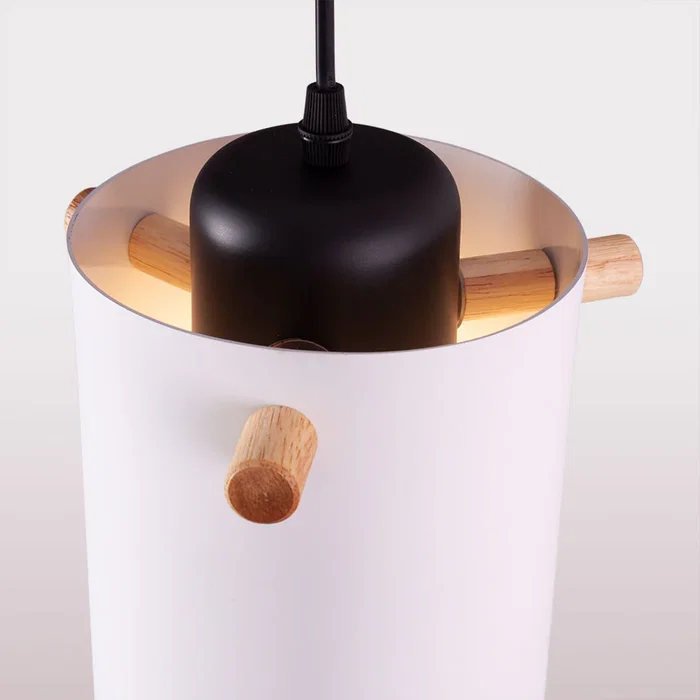 Dahlia Lampe Suspendue Métal et Bois, Design Moderne, Câble Réglable en Hauteur, Aluminium [SKD-P1011-S]