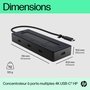 HP Concentrateur USB-C 4K Portable avec 4 Ports USB-C, Alimentation 65W et Compatibilité Multi-OS pour Windows, macOS, Chrome OS, iOS et Android