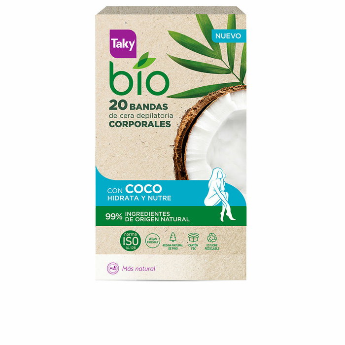 Taky Bandes de cire dépilatoire BIO COCO 20 unités Taky Bandes de cire dépilatoire BIO COCO 20 unités