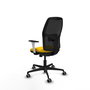 Chaise Alfera Synchrone/Traslack Maille/tissu Jaune Maille Noir Base en nylon noir Accoudoirs noirs et blancs Sans appui-tête Roulettes 65mm pour moquette