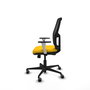 Chaise Alfera Synchrone/Traslack Maille/tissu Jaune Maille Noir Base en nylon noir Accoudoirs noirs et blancs Sans appui-tête Roulettes 65mm pour moquette