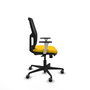 Chaise Alfera Synchrone/Traslack Maille/tissu Jaune Maille Noir Base en nylon noir Accoudoirs noirs et blancs Sans appui-tête Roulettes 65mm pour moquette