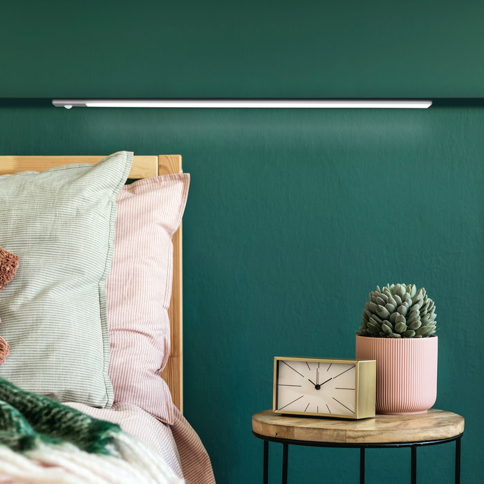 Emuca Luminaire LED Kaus rechargeable par usb avec détecteur de mouvement, L 400 mm, Anodisé mat, Plastique et Aluminium
