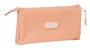 Safta - Porte-tout Triple Munich Basicos - Organisateur de bureau en plastique, couleur pêche, 22 x 12 x 3 cm - À partir de 3 ans