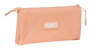 Safta - Porte-tout Triple Munich Basicos - Organisateur de bureau en plastique, couleur pêche, 22 x 12 x 3 cm - À partir de 3 ans