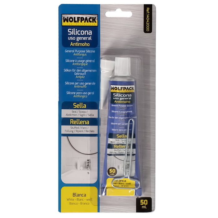 WOLFPACK LINEA PROFESIONAL Silicona Acida Tubo 50 cc Blanca