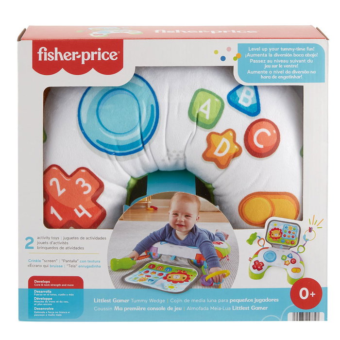 Fisher-Price Cojín Para Bebe Pequeño Gamer Hgb89 - Coussin d'éveil pour bébé avec jouets suspendus, surface de jeu à textures et sonore, pour temps sur le ventre dès 3 mois