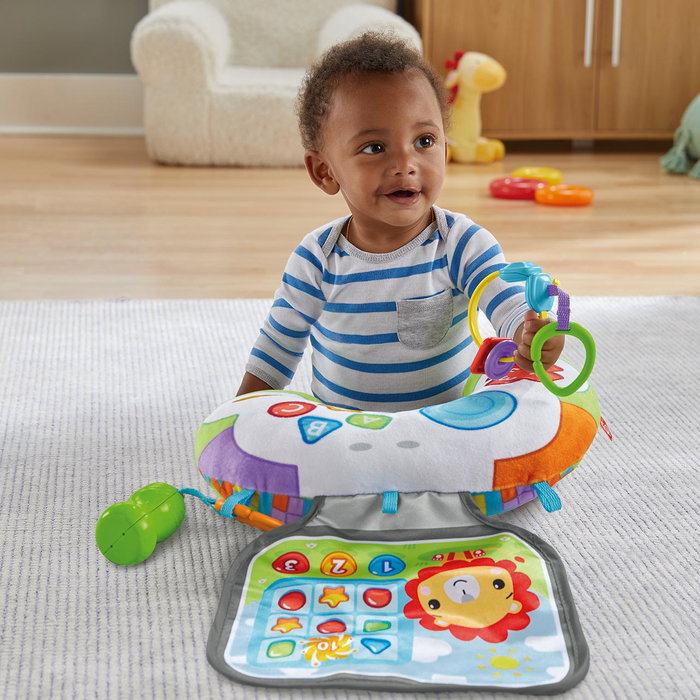 Fisher-Price Cojín Para Bebe Pequeño Gamer Hgb89 - Coussin d'éveil pour bébé avec jouets suspendus, surface de jeu à textures et sonore, pour temps sur le ventre dès 3 mois