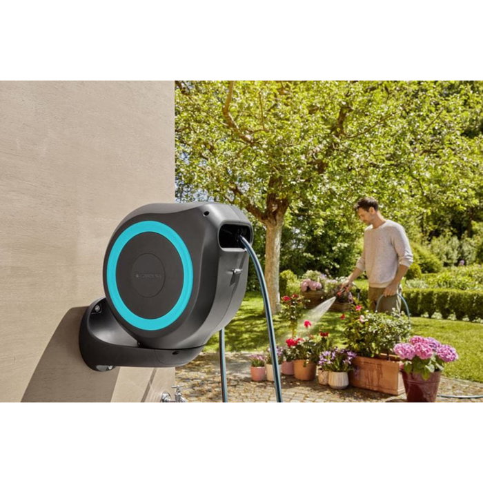 Gardena Dévidoir automatique mural RollUp M 20 m - Turquoise Gardena Dévidoir automatique mural RollUp M 20 m - Turquoise