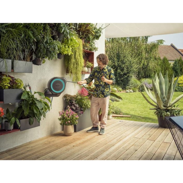 Gardena Dévidoir automatique mural RollUp M 20 m - Turquoise Gardena Dévidoir automatique mural RollUp M 20 m - Turquoise