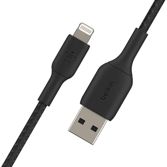 Belkin - Câble tressé Lightning vers USB-A, 2 mètres, Noir - pour appareils Apple Belkin - Câble tressé Lightning vers USB-A, 2 mètres, Noir - pour appareils Apple