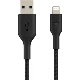 Belkin - Câble tressé Lightning vers USB-A, 2 mètres, Noir - pour appareils Apple