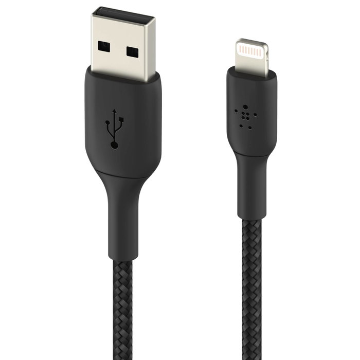 Belkin Câble tressé Lightning vers USB-A, 2 m, Noir Belkin Câble tressé Lightning vers USB-A, 2 m, Noir