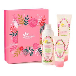 FLEURANCE NATURE Coffret Rose avec eau micellaire, lait corporel et crème hydratante