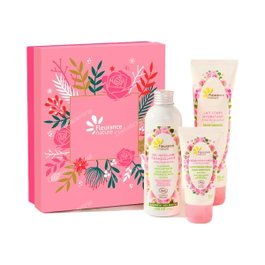 FLEURANCE NATURE Coffret Rose avec eau micellaire, lait corporel et crème hydratante