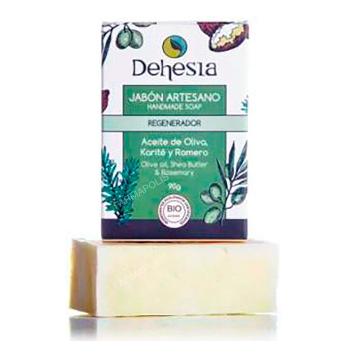 DEHESIA - Savon Artisanal Bio 100Gr - Savon Régénérant Visage et Corps à l'Huile d'Olive, Aloe Vera et Karité pour Piel Sèches - Vegan DEHESIA - Savon Artisanal Bio 100Gr - Savon Régénérant Visage et Corps à l'Huile d'Olive, Aloe Vera et Karité pour Piel Sèches - Vegan