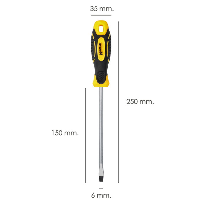 WOLFPACK LINEA PROFESIONAL Tournevis plat bimatériau 6 x 150 mm