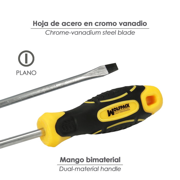 WOLFPACK LINEA PROFESIONAL Tournevis plat bimatériau 6 x 150 mm