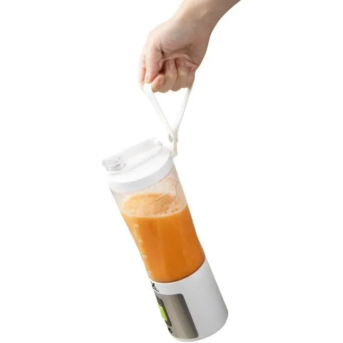 Domo DO752BL - Blender portable sans fil rechargeable USB, bouteille Tritan 600 ml, 120 W, 16 500 tours/min, 6 lames inox, blanc - XPower