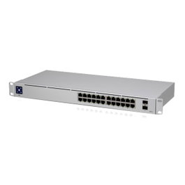 Ubiquiti UniFi Switch USW-24 - Commutateur réseau managé Gigabit 24 ports + 2 ports SFP, écran tactile 1.3 pouces, sans ventilateur, montage rack 1U