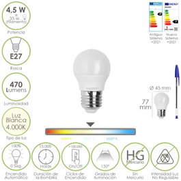 MAURER Ampoule LED Sphérique E27 4,5 W 470 lm Lumière Neutre