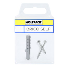 WOLFPACK LINEA PROFESIONAL Cheville n°5 et vis à tête plate zinguée 3,5 x 30 mm, 12 unités