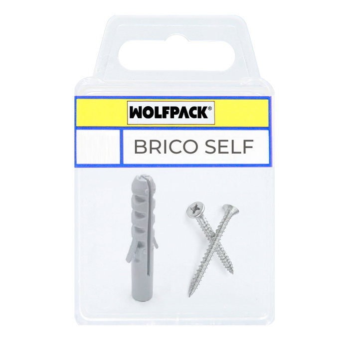 WOLFPACK LINEA PROFESIONAL Cheville n°5 et vis à tête plate zinguée 3,5 x 30 mm, 12 unités WOLFPACK LINEA PROFESIONAL Cheville n°5 et vis à tête plate zinguée 3,5 x 30 mm, 12 unités