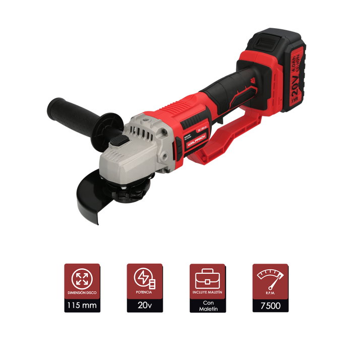 WOLFPACK LINEA PROFESIONAL Amoladora 20V 4Ah avec maletín WOLFPACK LINEA PROFESIONAL Amoladora 20V 4Ah avec maletín