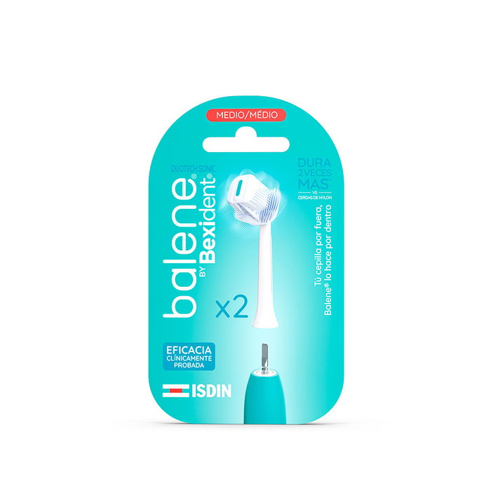 Balene by Bexident Duotech Sonic Têtes de brosse à dents sonique remplaçables (2 unités) – Dureté moyenne – Marque Isdin