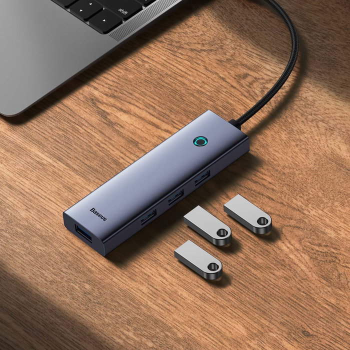 Baseus UltraJoy Series Hub USB-C 4 ports USB 3.0 Gris Baseus UltraJoy Series Hub USB-C 4 ports USB 3.0 Gris