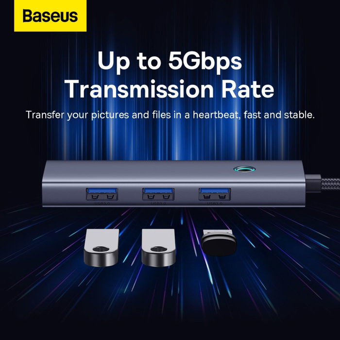 Baseus UltraJoy Series Hub USB-C 4 ports USB 3.0 Gris Baseus UltraJoy Series Hub USB-C 4 ports USB 3.0 Gris
