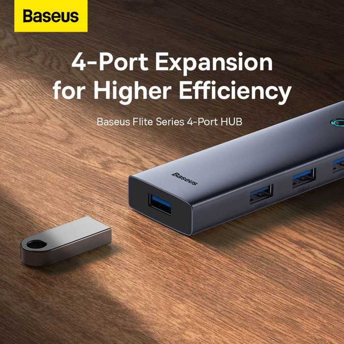 Baseus UltraJoy Series Hub USB-C 4 ports USB 3.0 Gris Baseus UltraJoy Series Hub USB-C 4 ports USB 3.0 Gris