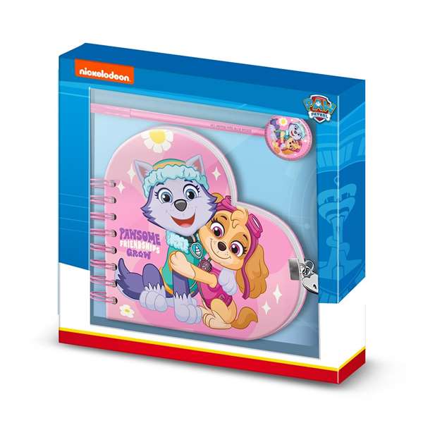 Karactermania - Coffret Cadeau La Patrulla Canina Friendship : Journal avec Cœur à Clé + Stylo, 160 Pages, 24 x 23 x 2,5 cm