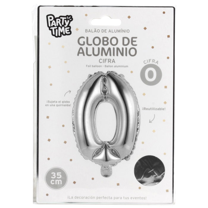 Party Time Ballon Chiffre 0 Argenté
