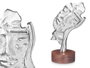 Giftdecor Figure en métal Visage et Main argenté avec support bois 16.5x26.5x11 cm (Set de 6)