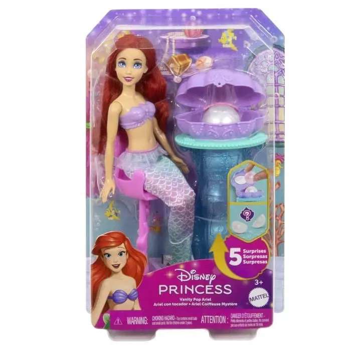 Disney Princess Coffret Ariel Secrets De Perle - Poupée 2 en 1 avec Nageoire Amovible, Chaise, Coiffeuse et 5 Surprises - Pour Enfants 3 ans et + - JBF86 Disney Princess Coffret Ariel Secrets De Perle - Poupée 2 en 1 avec Nageoire Amovible, Chaise, Coiffeuse et 5 Surprises - Pour Enfants 3 ans et + - JBF86