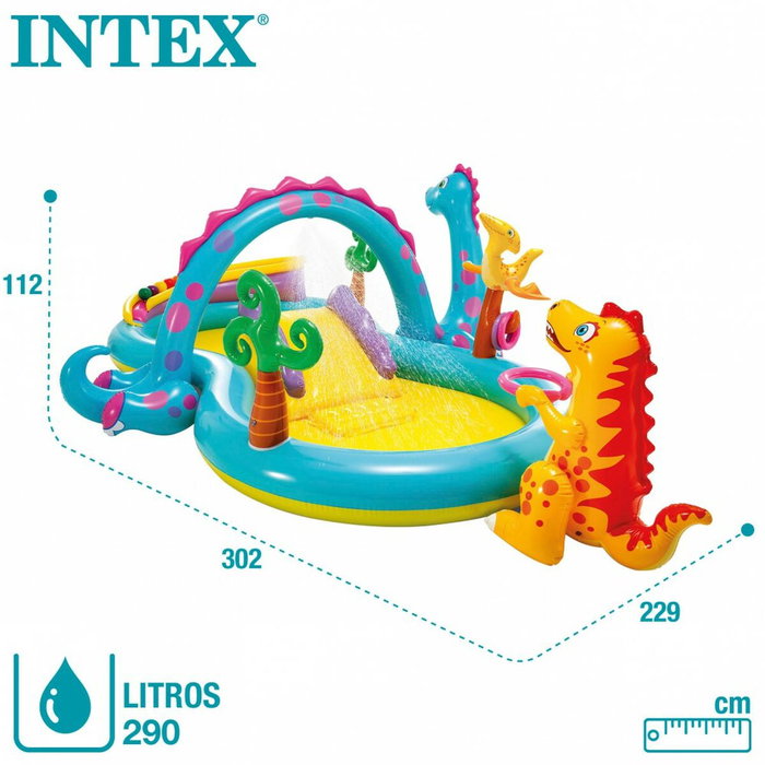 Pataugeoire gonflable pour enfants Intex Dinosaures Parc de jeux 302 x 112 x 229 cm 280 L