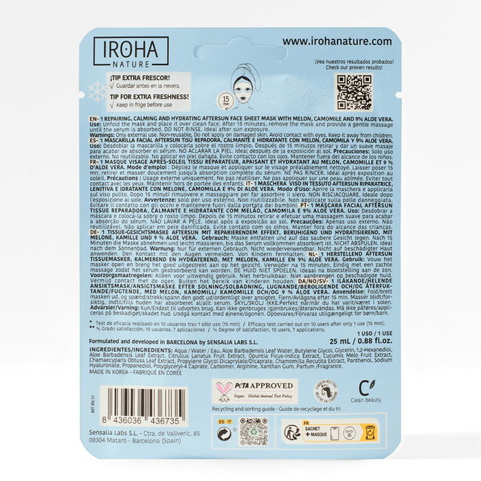 Iroha Masque facial MELON réparateur calme et hydrate