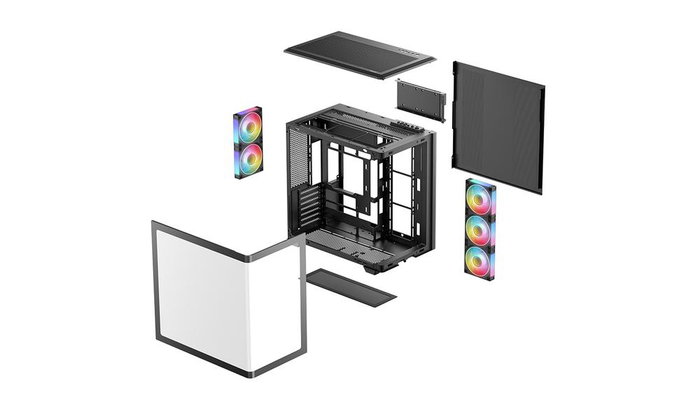 DeepCool CG590U 5F Boîtier Gaming ATX Noir avec Verre Trempé et 5 Ventilateurs ARGB