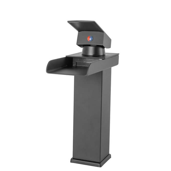 Robinet de salle de bain monomando noir en laiton/zinc avec bec bas