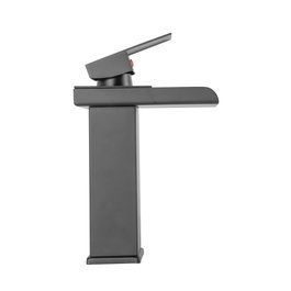 Robinet de salle de bain monomando noir en laiton/zinc avec bec bas