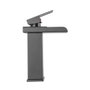 Robinet de salle de bain monomando noir en laiton/zinc avec bec bas