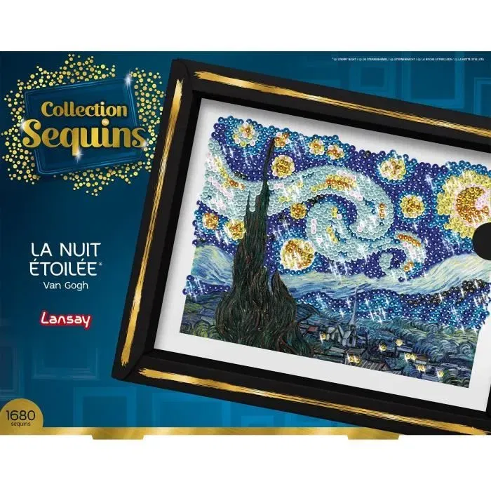 Lansay Kit Créatif Art Tableau en Sequins La Nuit Étoilée Van Gogh Dès 14 Ans - Collection Sequins Lansay Kit Créatif Art Tableau en Sequins La Nuit Étoilée Van Gogh Dès 14 Ans - Collection Sequins
