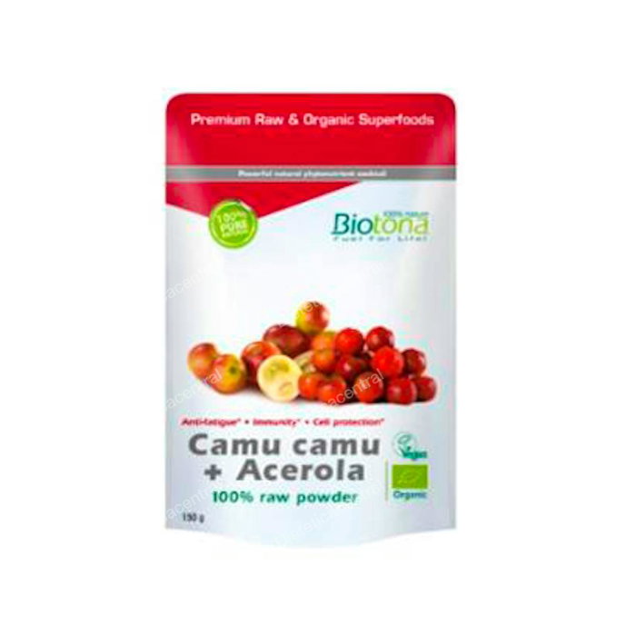 Biotona Camu Camu + Acerola Raw Bio - Poudre lyophilisée riche en Vitamine C - Complément alimentaire 150 g Biotona Camu Camu + Acerola Raw Bio - Poudre lyophilisée riche en Vitamine C - Complément alimentaire 150 g